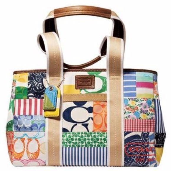 Coach Handbags - Coach Signature Hamptons Weekend Patchwork Satchel